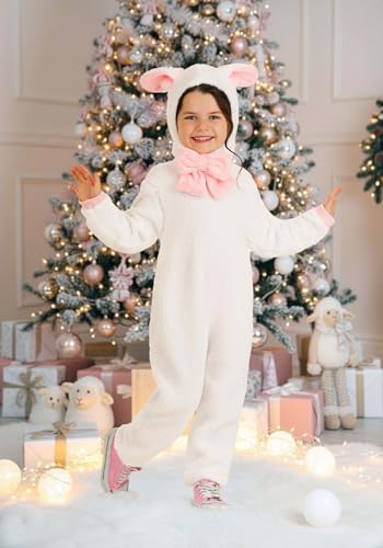 Disfraz infantil de oveja con jumpsuit y orejas blanco miniatura 5