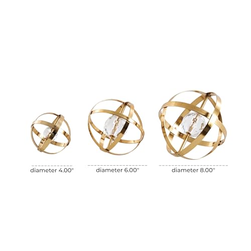 Set de 3 esculturas decorativas metálicas geométricas Dorado miniatura 6