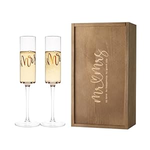 AW BRIDAL Wedding Champagne Flutes set of 2, Crystal Champagne Flutes for Mr and Mrs,Valentine’s Day Housewarming Gifts, Wedding Gift Bridal Shower Gift Engagement Gift for Bride and Groom
