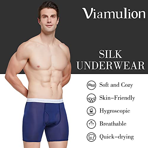 Viamulion Men’s 100% Silk Knitted Underwear Stretch Boxer Briefs2