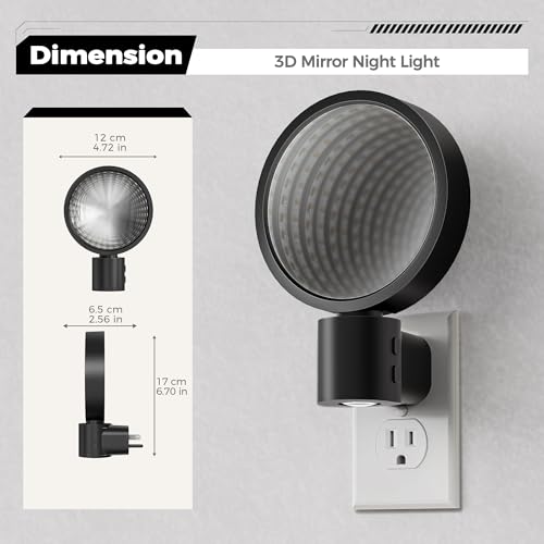 Image of Briignite Night Lights Plug into Wall 3D Infinity Mirror Tunnel Light | 2 Pack Game Room Decor, Dusk to Dawn Sensor, RGB Ambient Night Light for Kids Bedroom Living Room Gaming Room, Gift