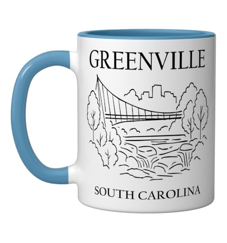 Taza cerámica souvenir Greenville 11oz azul/blanco miniatura 1