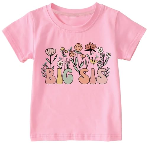 Toddler Big Sis Era Graphic Shirts Baby Girl Big Sister T-Shirt Short Sleeve Big Sis Tops Cute Summer Outfit 2-7Years