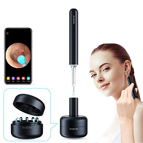 BEBIRD X17 Pro Ear Endoscope with 6 LED Lights, 3.5mm 1080P HD WiFi Ear Wax Removal Wireless Camera Digital Otoscope for iPhone and Android Smartphone（Black）