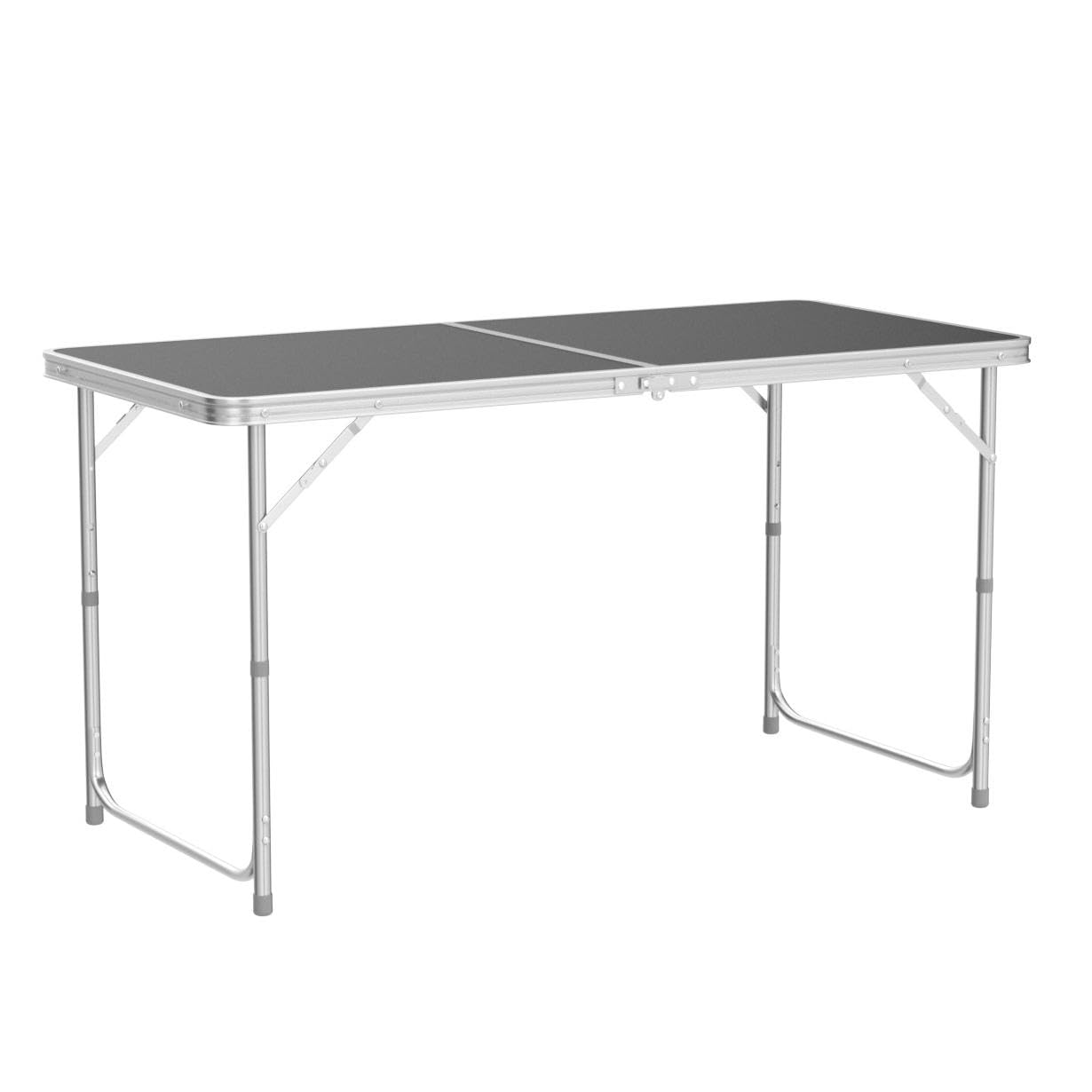 Klappbarer Multifunktionstisch Mehrzwecktisch Campingtisch Klapptisch Markttisch höhenverstellbarer Tapeziertisch Beistelltisch zum Campen im Garten für Festivalls Märkte (Schwarz: 120 x 60 cm)