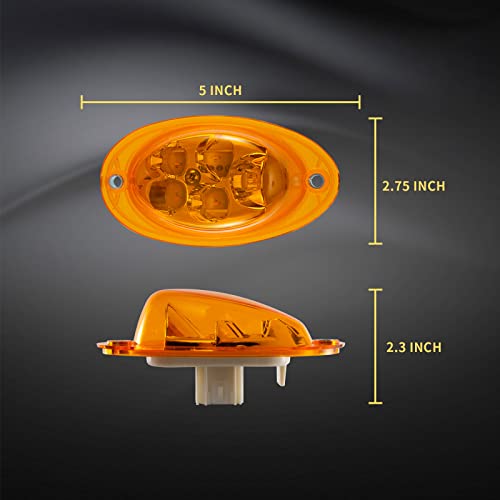 Everesthd 2Pcs Side Marker Light Turn Signal Lamps Assembly With Amber Led Sealed Clearance Lamps Fit For Freightliner Cascadia 2008-2017 #TOP3