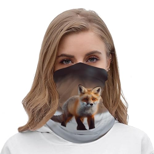Gorro de cuello para hombre y mujer con diseño de zorro adorable, balaclava impermeable, mascarilla facial transpirable, pañuelo protector solar, cubreboca, pañuelo para la cabeza para esquiar, caminar, ciclismo miniatura 5