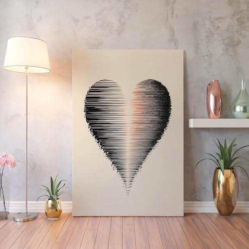 Tableau abstrait cœur pour habiller un mur vide au-dessus du canapé
