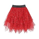 Générique Jupe Fille 14 Ans Jupe Superposée Mi Longue Élégante pour Fille avec Tutu Fluide pour Occasions Festives (Red, 5 6 Years)