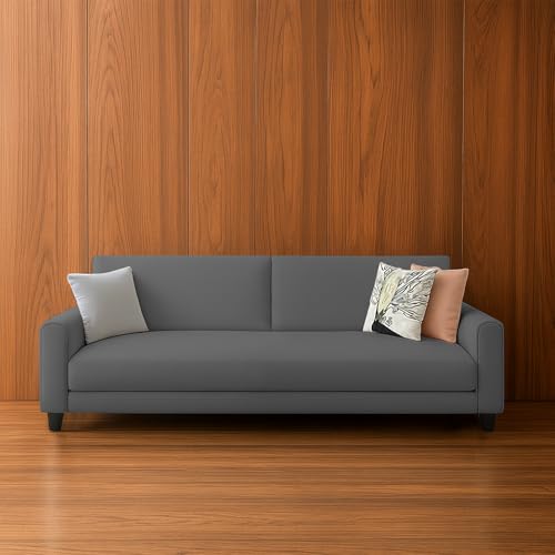 Image of Kathleen 3 Seater Sofa Set for Living Room - Foldable Convertible Couch Furniture for Home, Office or Guest Use, Modern Designer Stylish Comfortable (Dark Grey)