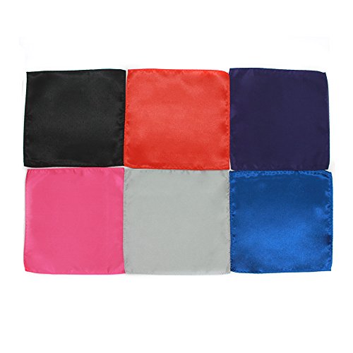 Q4 6 X Mouchoirs De Poche En Soie Pour Hommes. Ensemble De 6 Carrés De Poche Hanky ??Colorés.