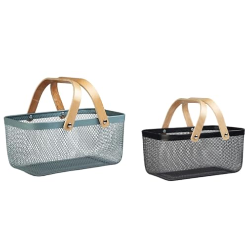 SENKARワイヤーバスバスケット 手提げ式 多機能収納ケース 浴室・温泉用品 化粧品収納 省スペース シンプルおしゃれ クローゼット/トイレ適用 ホワイト+ピンク (ブルー+ブラック)