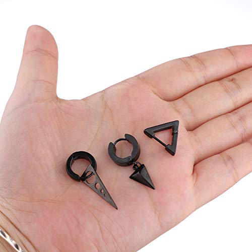 Orazio Black Earrings For Men Women Stainless Steel Kpop Triangle Punk Huggie Hoop Earrings #TOP5
