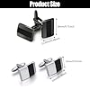 4 Pcs Premium Carbon Fiber Cufflinks - Handcrafted Square Retro Design for Men, Striped Formal Dress Accessories, Ideal Wedding & Business Gift (Black/Silver) #1