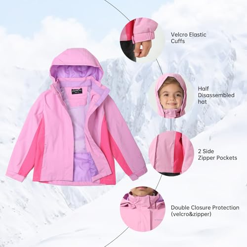 Image of YINGJIELIDE Boys Girls Waterproof Rain Jackets Kids Easy to Fold Windbreaker Lightweight Outdoor Hooded Raincoat