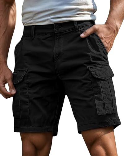 Short cargo homme coton contre la chaleur bermuda taille élastique confortable