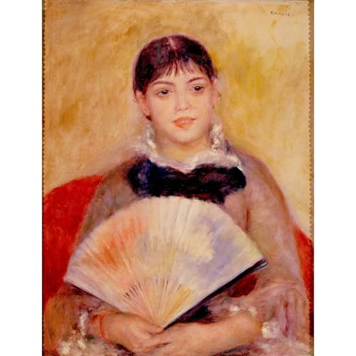 Toile Renoir Fille avec un éventail déco élégante de bureau et chambre