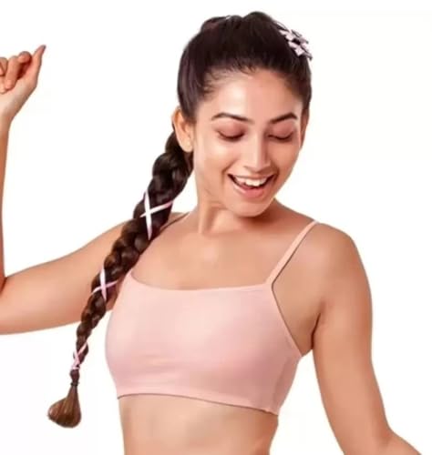 Image of Pack of 4 Solid Beginner Bras for Girls /Kids & Camisole | Soft & Stretchy |Regular Fit | 100% Cotton