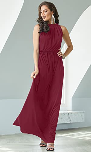 Image of KOH KOH Womens Long Sleeveless Halter Bridesmaid Wedding Guest Maxi Dress