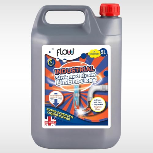 Dunnet Tools Sblocca lavelli e scarichi, detergente ad azione rapida e resistente, liquido scioglie gli intasamenti sicuro per tutti i tubi sbloccanti per tubi (5 l)