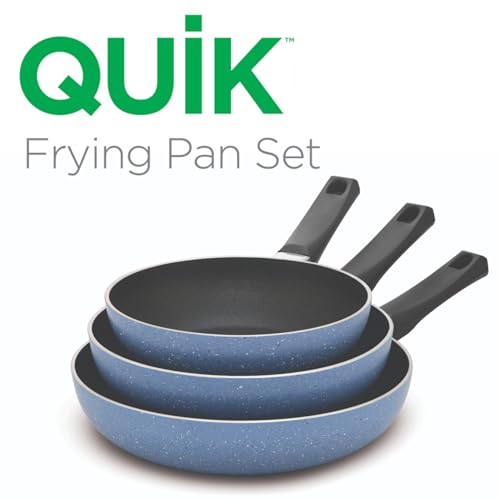 Image of Hawkins Quik Gift Set of 3 Nonstick Frying Pans | Induction & Gas Compatible | Rivet-Less Design for Easy Cooking & Cleaning | Grey (IQFS)