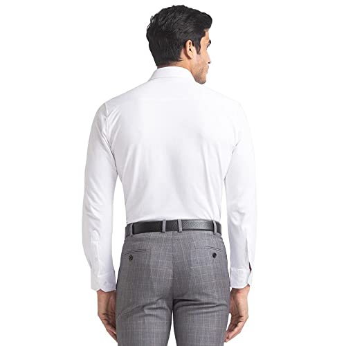 Image of Park Avenue Men's Cotton Blend Solid Pattern Slim Fit Narrow Collar Full Sleeve Formal Shirt