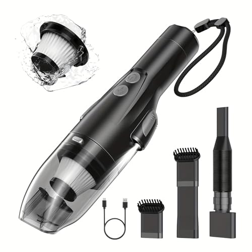 Image of Portable Wireless Vacuum Cleaner with Blower & Suction | 2 Modes | Handheld Lightweight for Car | Home | Office | Foldable Design (4 in 1 Black Suction 5000pa)