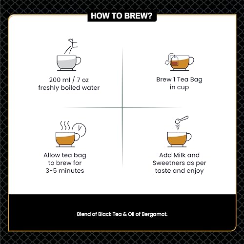 Image of Dabri Earl Grey Black Tea 100 Double Chamber Dip Tea Bags|Premium Black Tea With Pure Natural Bergamot Extract|Refreshing and Hydrating|No Preservatives|Garden to Cup (100 Tea Bags)