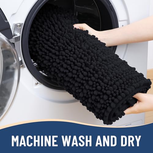 Image of Arotive Luxury Large Bathroom Rugs 40x32, Extra Soft Thick Absorbent Shaggy Chenille Bath Rugs, Machine Wash Dry, Bath Mats for Bathroom Floor, Tub and Shower, Home Decor Accessories, Black