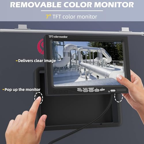 Sanyipace Sewer Camera 100FT/30M, Pipe Inspection with Adjustable Lights, 1000TVL Duct Camera, 4500mAh Battery Powered, 7-inch LCD Monitor, DVR Recorder, 9723D-30M/100FT