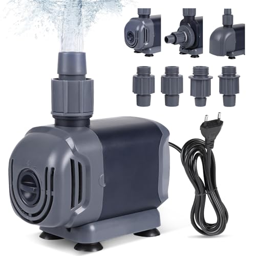 DBREAKS Aquarium Tauchpumpe 15W, Drei Modi Wasserpumpe Tauchpumpe, 1000L/H Förderpumpe für Aquarien Ultra Leise, Springbrunnenpumpe mit 3 Düse, klein Teichpumpe, Filterpumpe Unterwasser, Aquarium Pump