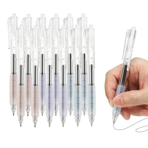 PATIKIL Bolígrafo gel 0.5mm 12 unidades tinta negra retráctil