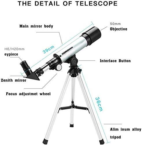 Telescopio refractor monocular 90X con trípode 50mm miniatura 6