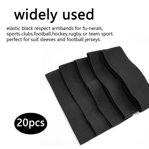 Black Armbands Mourning 20Pcs Black Elasticated Arm Bands Black Armband Funeral Loop Closure Sports Elastic Arm Band Black For Football Basketball Captains Respect Memorial