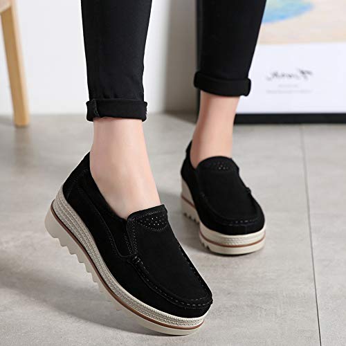 Image of YING LAN Women Slip On Loafers Comfort Suede Moccasins Wide Low Top Shoes