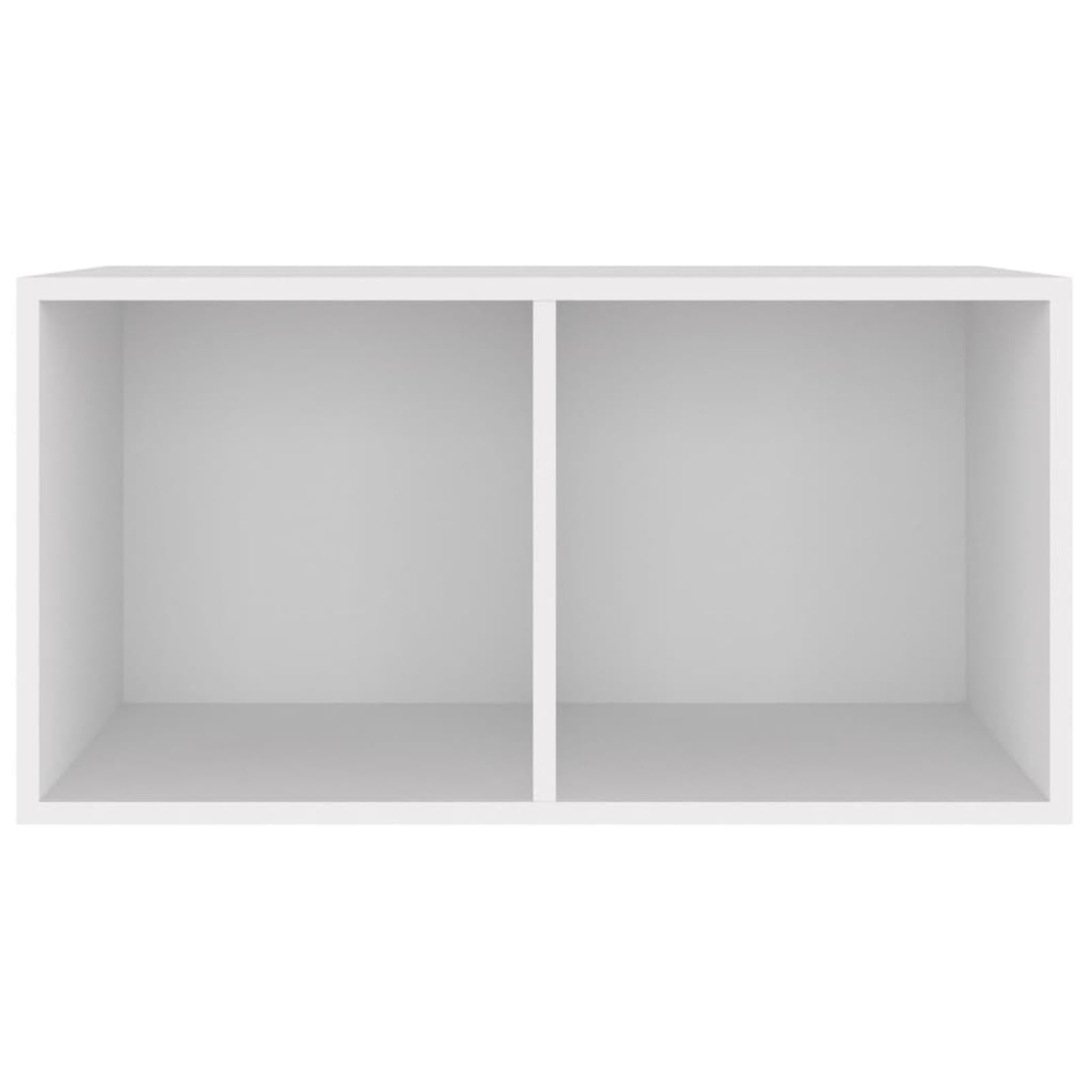 Schallplatten-Aufbewahrungsbox, LP-Vitrine aus Holz mit 2 Fächern, weißes Holzregal für Musiksammlung und Büroorganisation