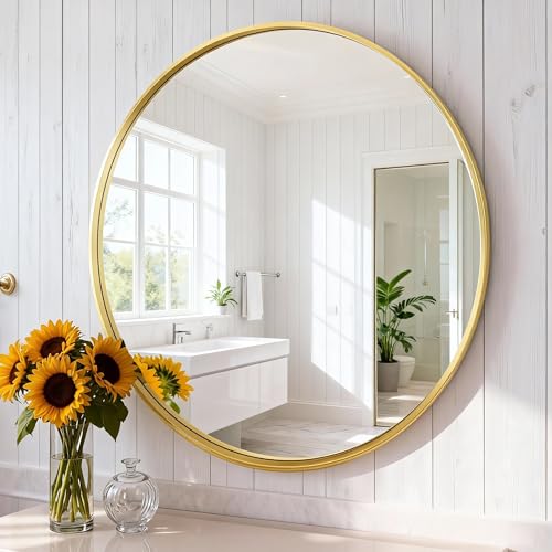 Image of NEWBULIG Bathroom Mirror, Wall Mirror with Aluminum Alloy Thin Frame, Bathroom Mirrors for Over Sink, Bedroom, Living Room, Entryway