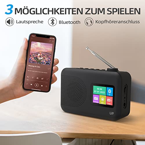 Dab Radio, LFF DAB Digitalradio, Radio Klein UKW-Digitalradio, DAB Plus Radio, Küchenradio mit Kabel oder Batteriebetriebenes Radio, Farbdisplay Radio mit Bluetooth – Bild 4