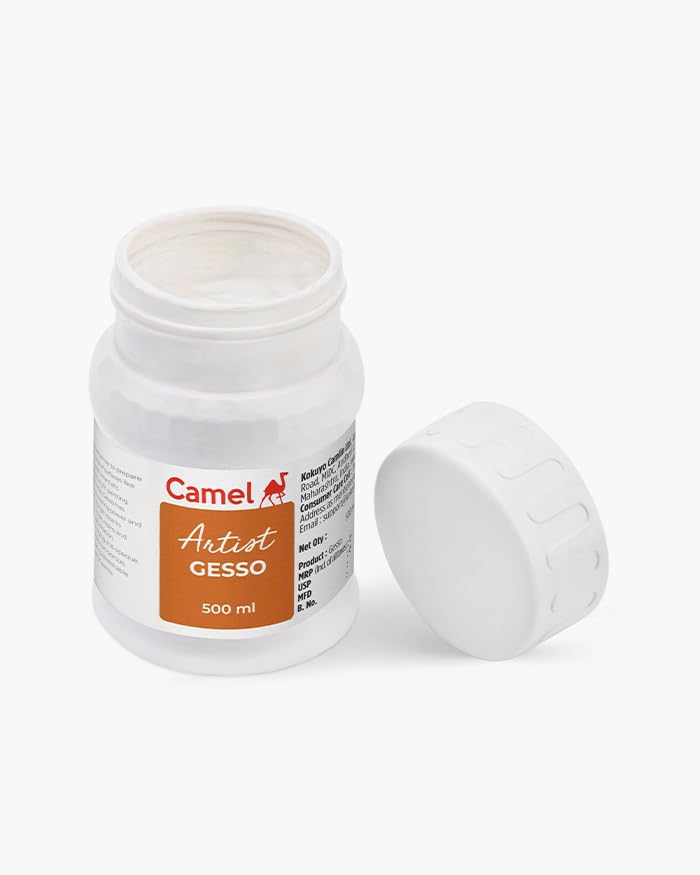 Image of Camel Artists Gesso White 500 ml | Acrylic Primer for Canvas, Paper & Wood | Smooth Base for Acrylic & Oil Painting
