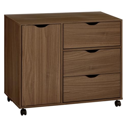 ぼん家具 【完成品】 キャビネット 収納 キャスター付き 幅80×奥行39.5×高さ70cm 引き出し 衣類収納 テレビ台 リビング 寝室 ウォールナット