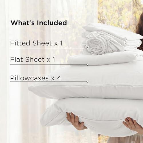 Image of Bedsure Deep Pocket Queen Sheets, 6 Piece, Prewashed Ultra-Soft, 18-inch | Extra Deep Pocket, Breathable, Secure Fit, Hotel Luxury Bedding, Dual Side Pockets, Fade Resistant, For Air Mattress