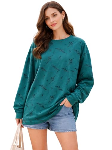 Image of RodZen Oversized | Loose Fit |Full Sleeves Cotton Loopnet Round Neck T-Shirt for Womens /Girls
