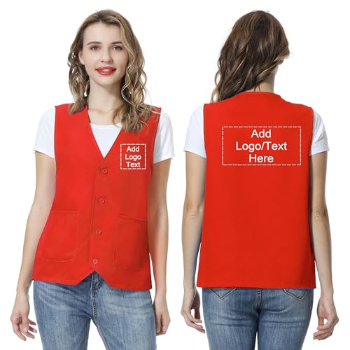 TopTie Custom Work Vest Personalized Volunteer Activity Supermarket Uniform Unisex Vest
