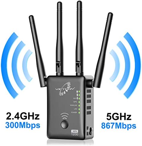 VICTONY 1200Mbps Dual Band 2.4G And 5G WiFi Range Extender with External High Gain Antennas for 802.11 a/b/n/g/ac