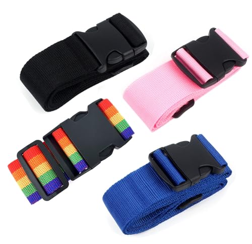 Image of Luggage Straps with Quick Release Buckle, 4 Pcs 4 Color 5 CM x 6.7 Feets Adjustable Polypropylene Fiber Suitcase Belts for Travel Packing (4 Color)