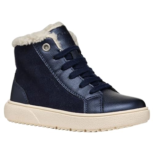 Geox J Theleven Girl B baskets montantes pour fille en cuir noir