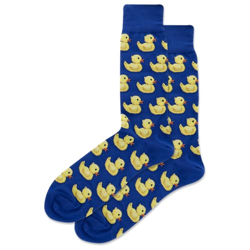 Hotsox Men's Pufferfish Crew Socks Rubber Duck 1 Pair Dark Blue