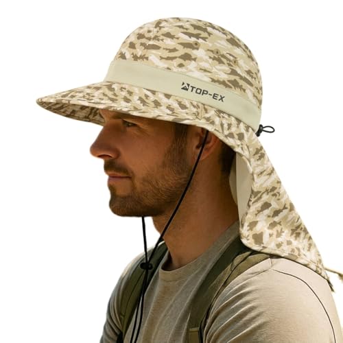 Image of TOP-EX Cooling Sun Hat with Neck Flap - UPF 50+ Wide Brim Breathable Hat for Hiking, Fishing & Big Heads