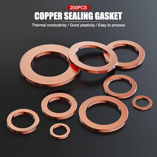 200/280pcs Copper Gasket Hardware Accessory Fasteners Sealing Washer Industrial Parts Oil Plug Gasket Durable (200pcs) - Image 4