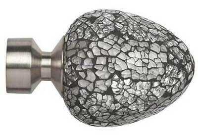 28mm Pack of 2 Satin Silver Poles Apart Curtain Pole Finials (Alexia Finial)